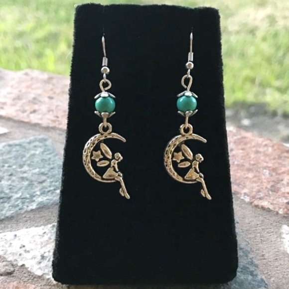 🔴Sale ! Turquoise fairy steel dangly earrings - Picture 2 of 7